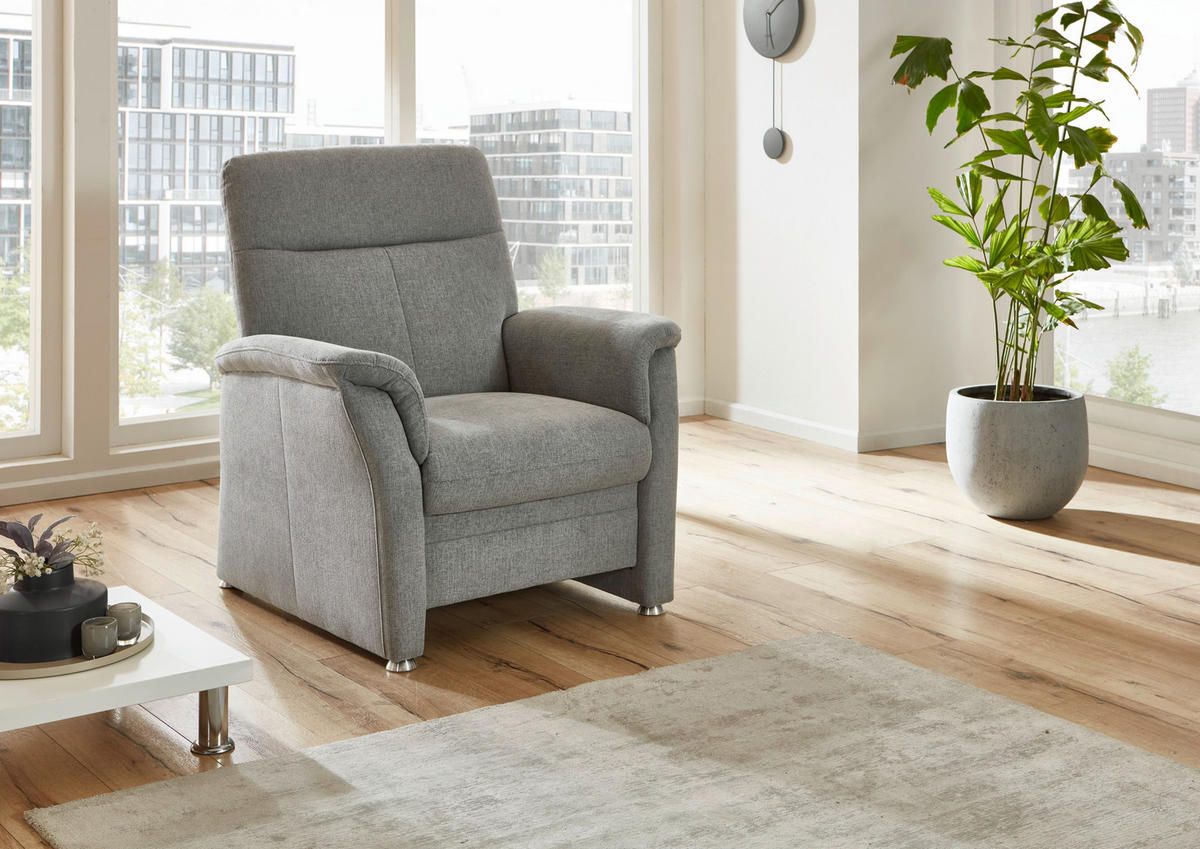 SESSEL in Flachgewebe Grau  - Alufarben/Grau, KONVENTIONELL, Textil/Metall (90/100/89cm) - Beldomo Comfort