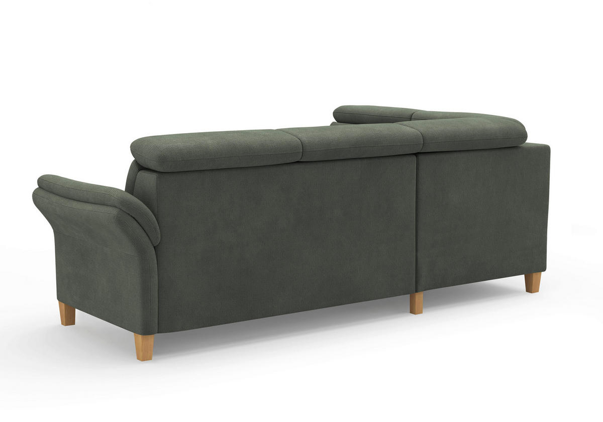 ECKSOFA GLENDALE E Dunkelgrün Flachgewebe  - Dunkelgrün/Eichefarben, KONVENTIONELL, Holz/Textil (193/247cm) - Sit & More