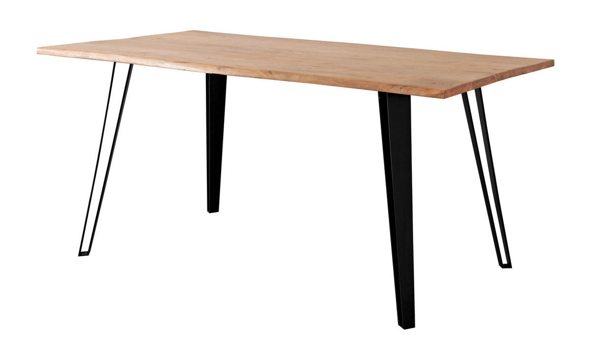 JEDÁLENSKÝ STÔL, akácia, čierna, farba akácie, 160/90/77 cm - čierna/farba akácie, Modern, kov/drevo (160/90/77cm) - Livetastic
