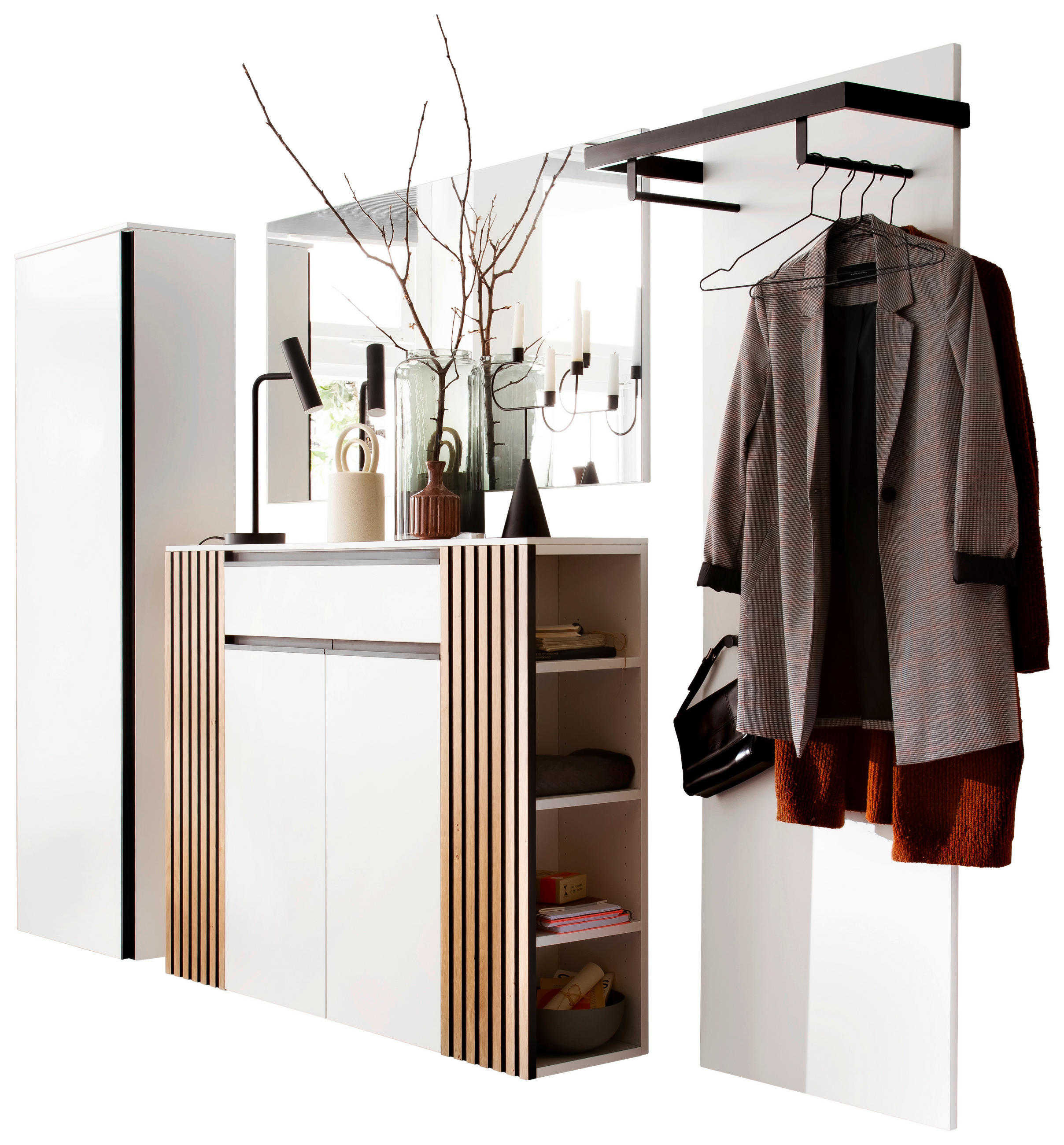 GARDEROBE 4-teilig  in 280/200/30 cm  - Eichefarben/Weiß, Design, Holz/Holzwerkstoff (280/200/30cm) - Moderano
