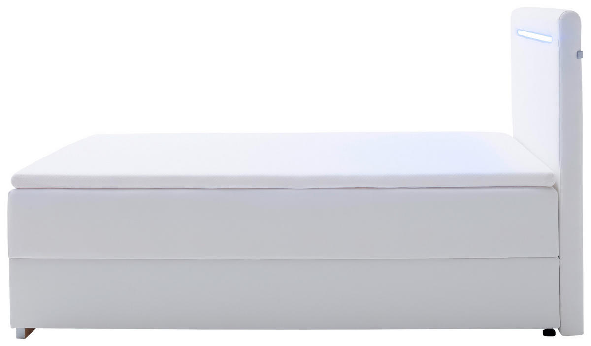 BOXBETT 140/200 cm  in Weiß  - Edelstahlfarben/Weiß, MODERN, Kunststoff/Textil (140/200cm) - Livetastic