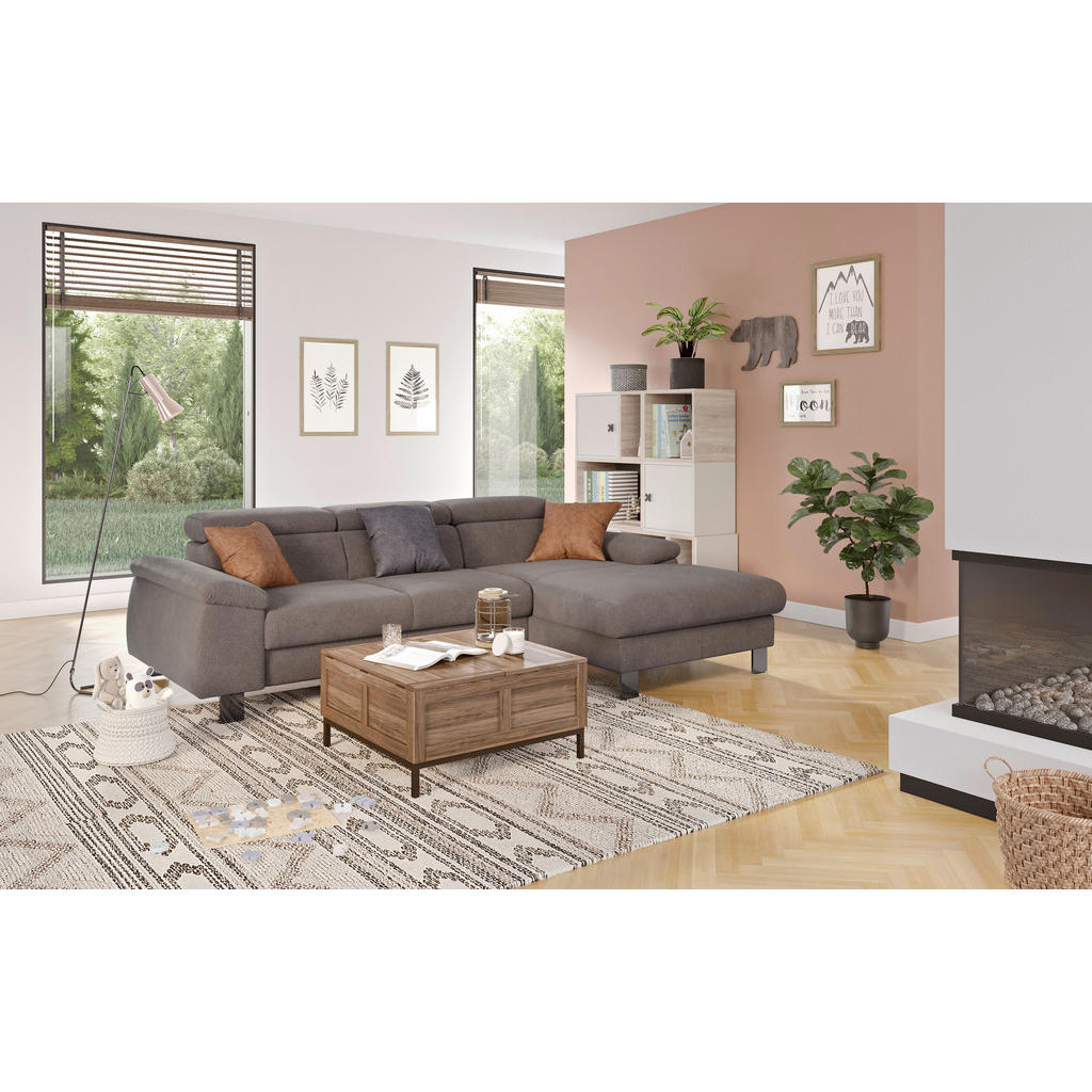 Thumbnail - Livetastic Ecksofa, Dunkelgrau, Textil, 3-Sitzer, Ottomane rechts, L-Form, 244x166 cm, Made in EU, seitenverkehrt erhält...