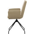 ARMLEHNSTUHL  Lederauswahl, Sitzfläche 180° drehbar  Echtleder  - Beige/Schwarz, Design, Leder/Metall (65/91/58cm) - Moderano