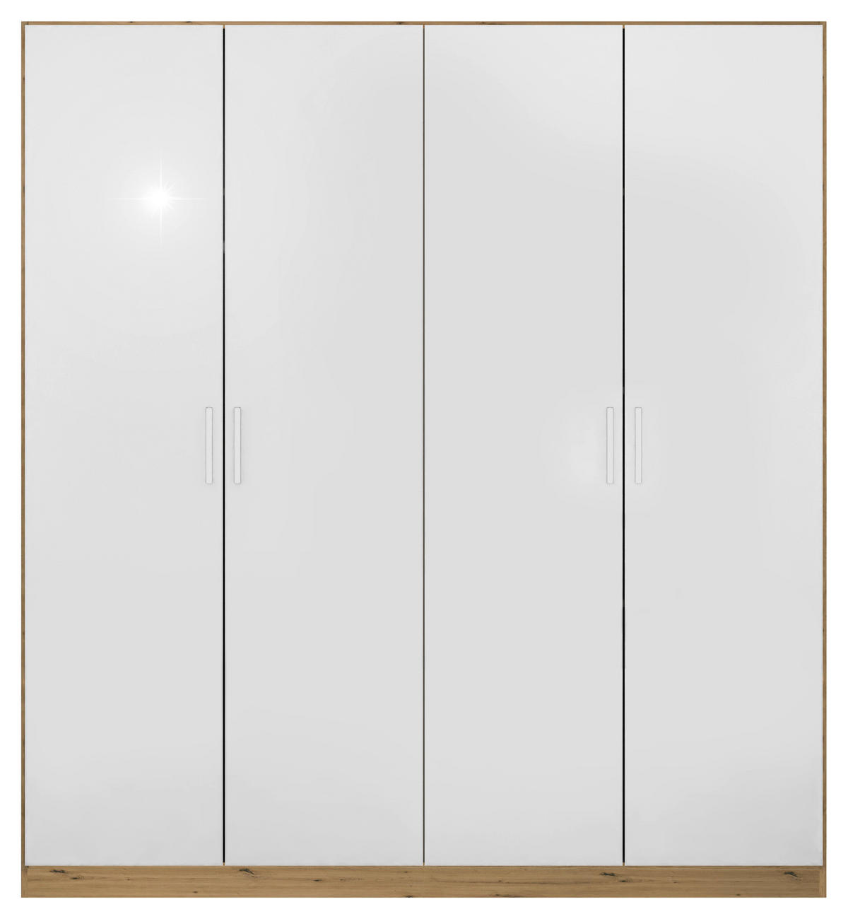 DREHTÜRENSCHRANK  in Eiche Artisan, Weiß Hochglanz  - Chromfarben/Weiß Hochglanz, MODERN, Holzwerkstoff/Kunststoff (181/197/54cm) - Rauch Möbel