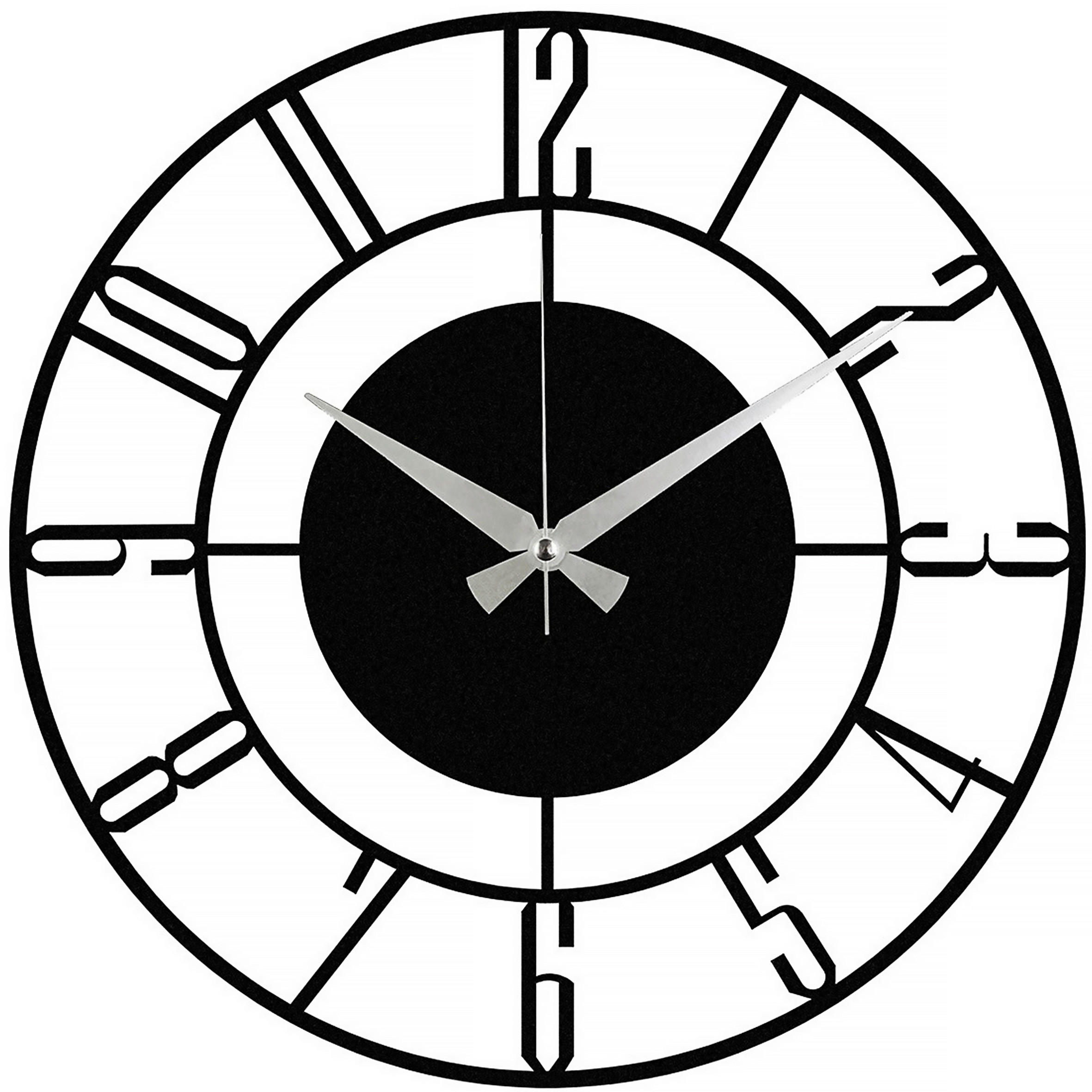 WANDUHR Schwarz 48/48/4 cm  - Schwarz, LIFESTYLE, Metall (48/48/4cm)