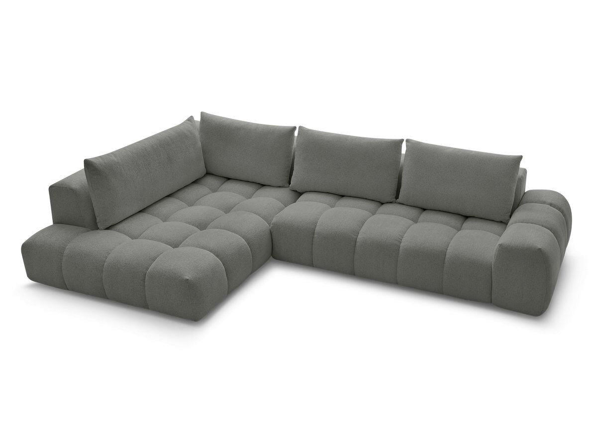 ECKSOFA Ottomane links  EVEREST Dunkelgrau Flachgewebe  - Dunkelgrau/Schwarz, MODERN, Kunststoff/Textil (210/352cm)