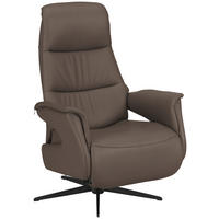 RELAXSESSEL 74/105/83 cm  in Leder Graubraun  - Graubraun/Schwarz, Design, Leder/Metall (74/105/83cm) - Welnova