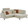 ECKSOFA Beige Chenille  - Beige/Schwarz, Design, Textil/Metall (239/182cm) - Valnatura