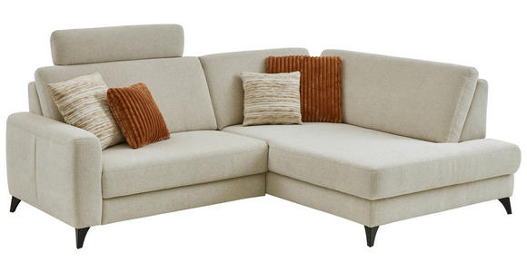 ECKSOFA Beige Chenille  - Beige/Schwarz, Design, Textil/Metall (239/182cm) - Valnatura