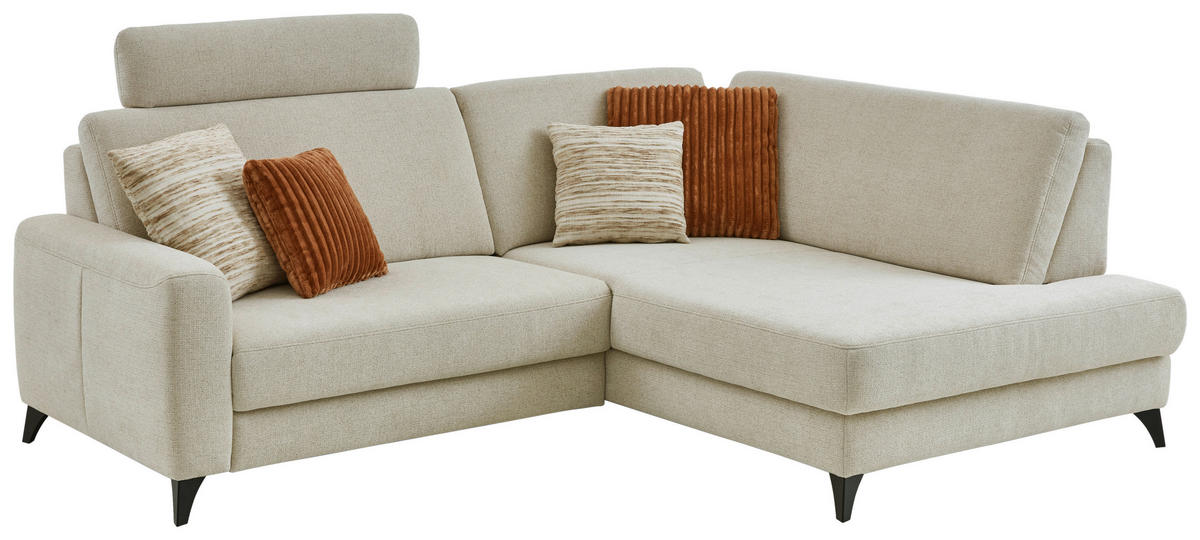 ECKSOFA Beige Chenille  - Beige/Schwarz, Design, Textil/Metall (239/182cm) - Valnatura