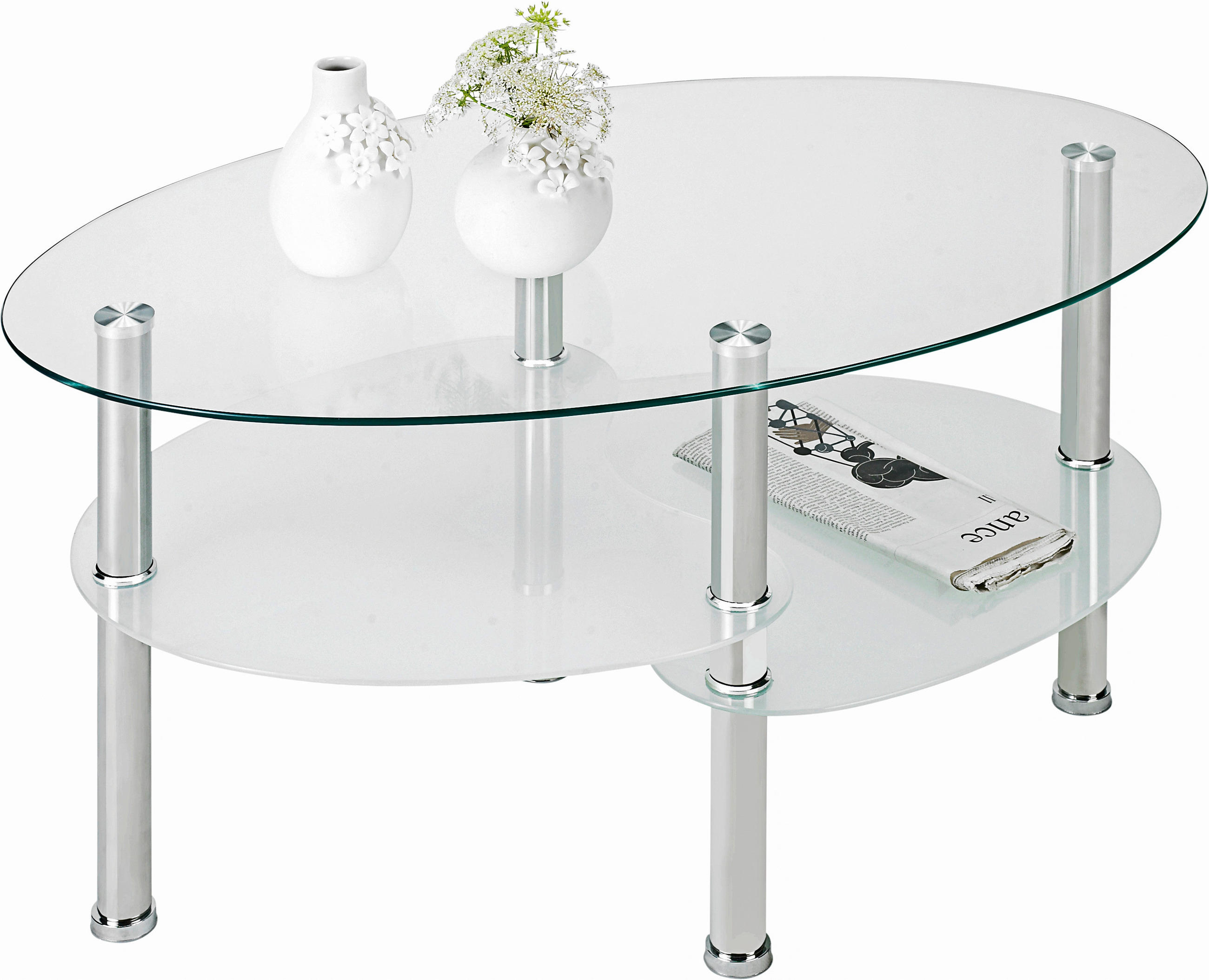 Couchtisch in Metall, Glas 90/55/45 cm