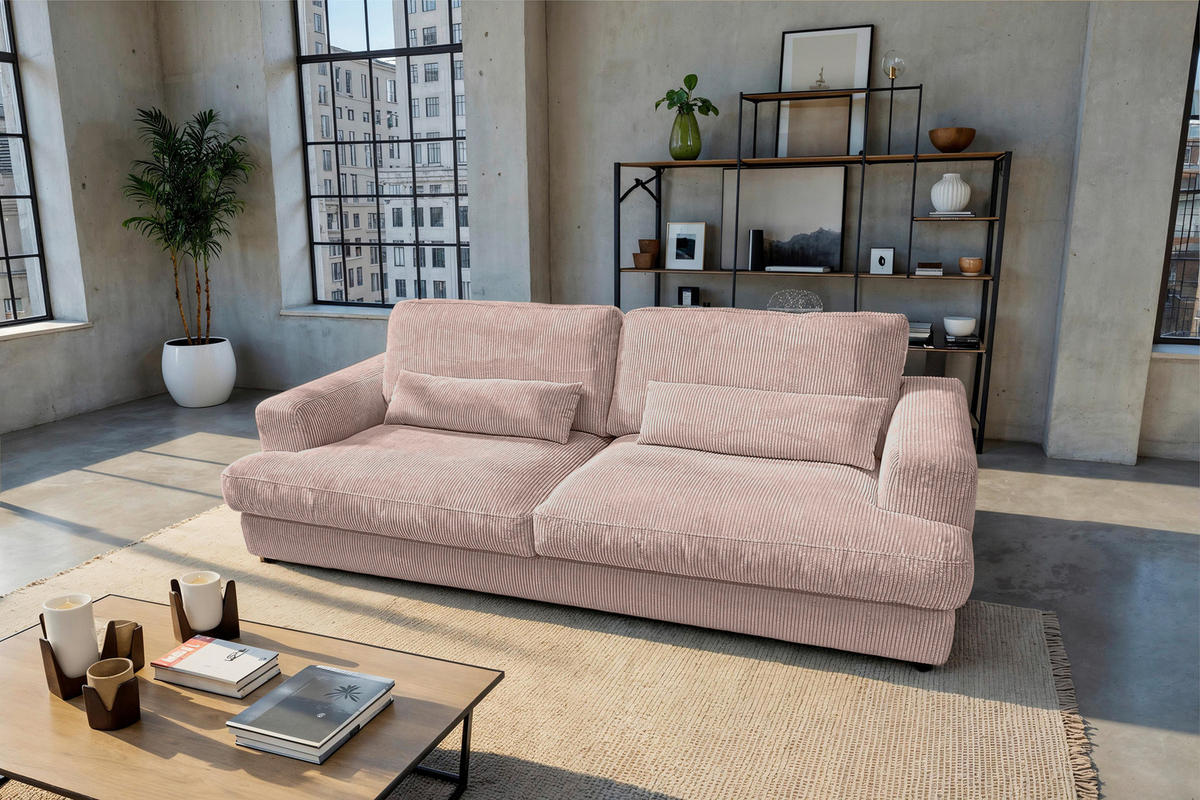 MEGASOFA Cord Rosa  - Schwarz/Rosa, MODERN, Kunststoff/Textil (260/85/112cm) - Lomoco