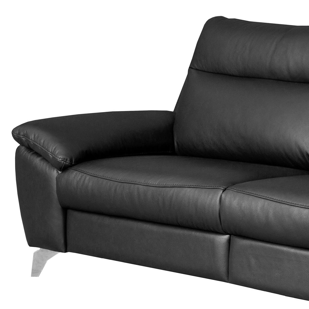 2,5-SITZER 216/95/96 cm PERLE in Echtleder Schwarz   - Chromfarben/Schwarz, Design, Leder/Metall (216/95/96cm) - Livetastic