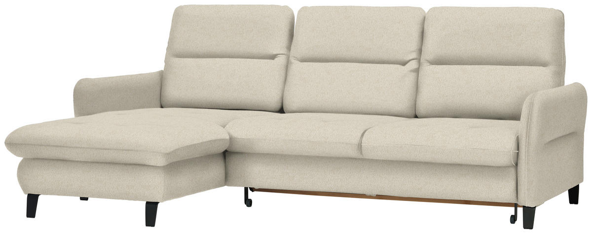 ECKSOFA Creme Chenille  - Creme/Schwarz, KONVENTIONELL, Textil/Metall (190/254cm) - Livetastic