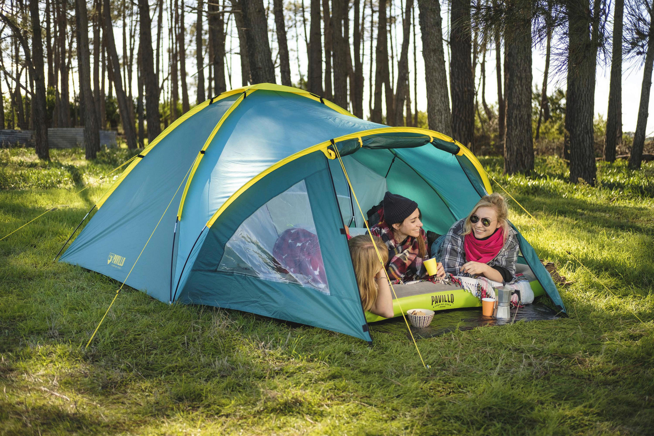 ZELT PAVILLO 68090 - Hellgrün/Hellblau, KONVENTIONELL, Glas/Kunststoff (350/240/130cm) - Bestway