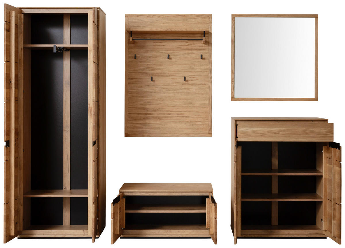 GARDEROBE 5-teilig  in 267/195/41 cm  - Wildeiche, Natur, Holz/Holzwerkstoff (267/195/41cm) - Linea Natura