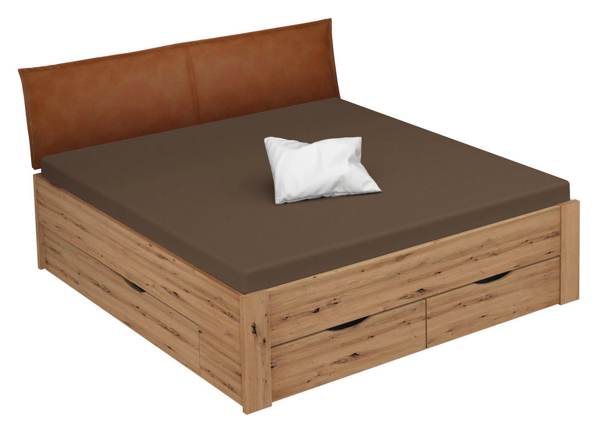 STAURAUMBETT 140/200 cm  in Eichefarben  - Eichefarben/Rostfarben, Design, Holzwerkstoff (140/200cm) - Xora