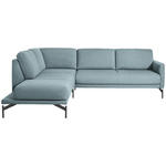 ECKSOFA in Flachgewebe, Struktur Hellblau  230/254 cm  - Anthrazit/Hellblau, Design, Textil/Metall (230/254cm) - Johann Jakob