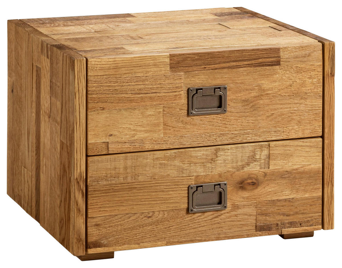 NACHTKÄSTCHEN in massiv Eiche Eichefarben  - Eichefarben/Grau, KONVENTIONELL, Holz/Metall (50/36/41cm) - Hasena