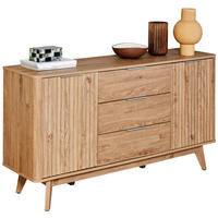 SIDEBOARD Wave  in 150/80/40 cm  - Eichefarben/Alufarben, LIFESTYLE, Holzwerkstoff/Metall (150/80/40cm)