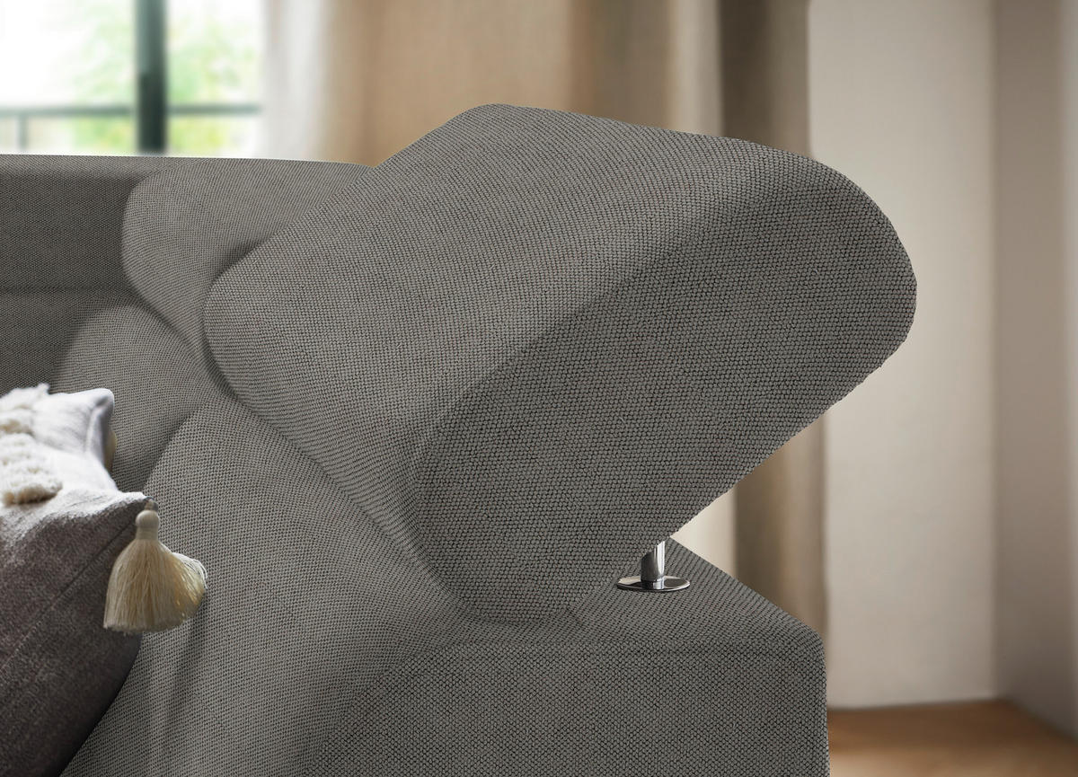 ECKSOFA in Webstoff Grau  - Schwarz/Grau, Design, Textil/Metall (260/203cm) - Stylife
