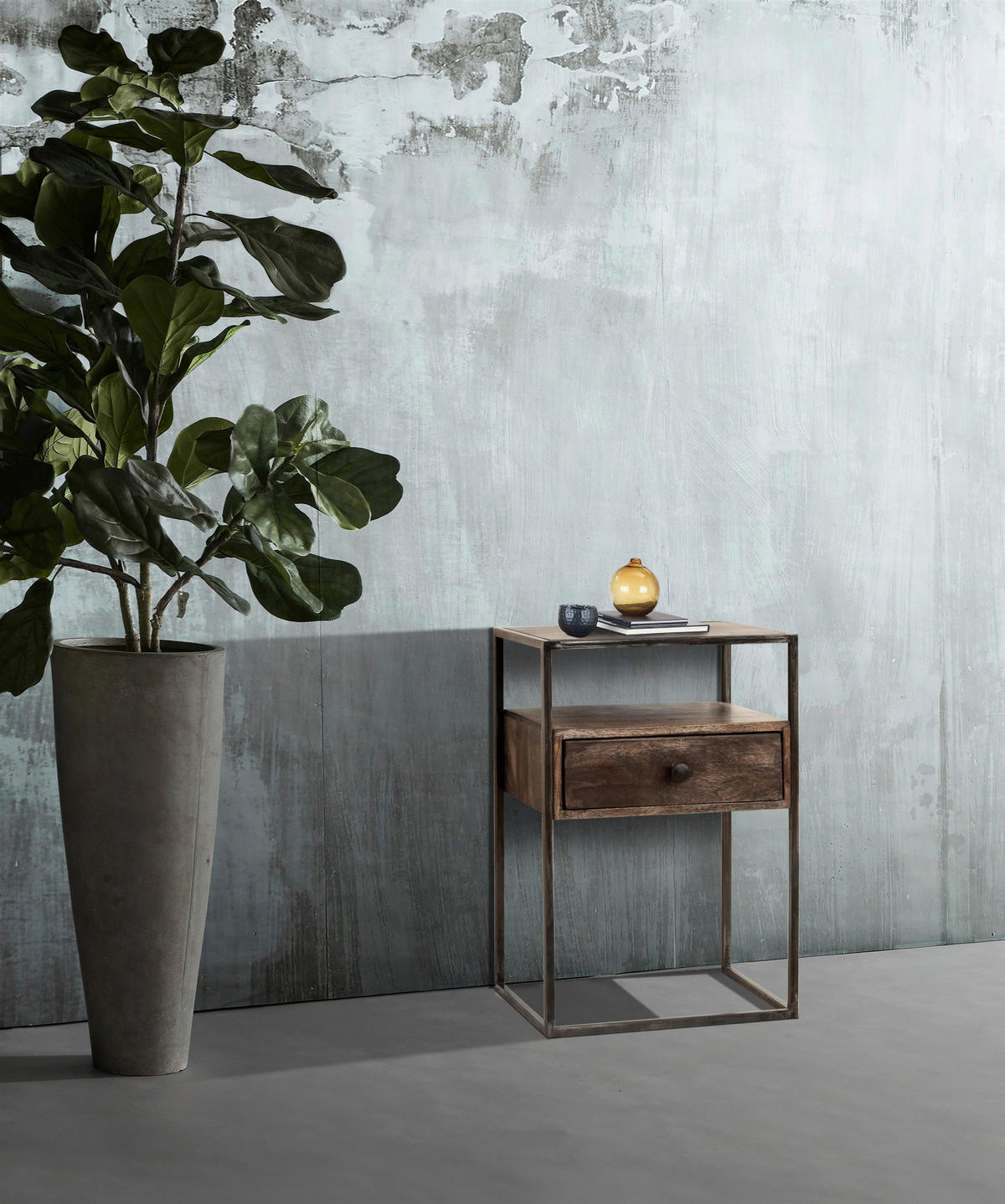 BEISTELLTISCH in Holz 45/30/66 cm  - Naturfarben/Grau, KONVENTIONELL, Holz/Metall (45/30/66cm) - Livetastic
