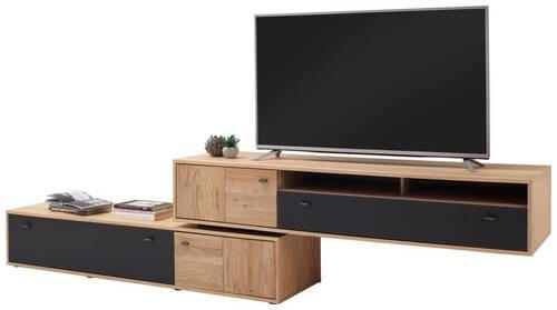 TV-BÄNK  i 306/70/50 cm  - ek Bianco/svart, Design, metall/trämaterial (306/70/50cm) - MID.YOU