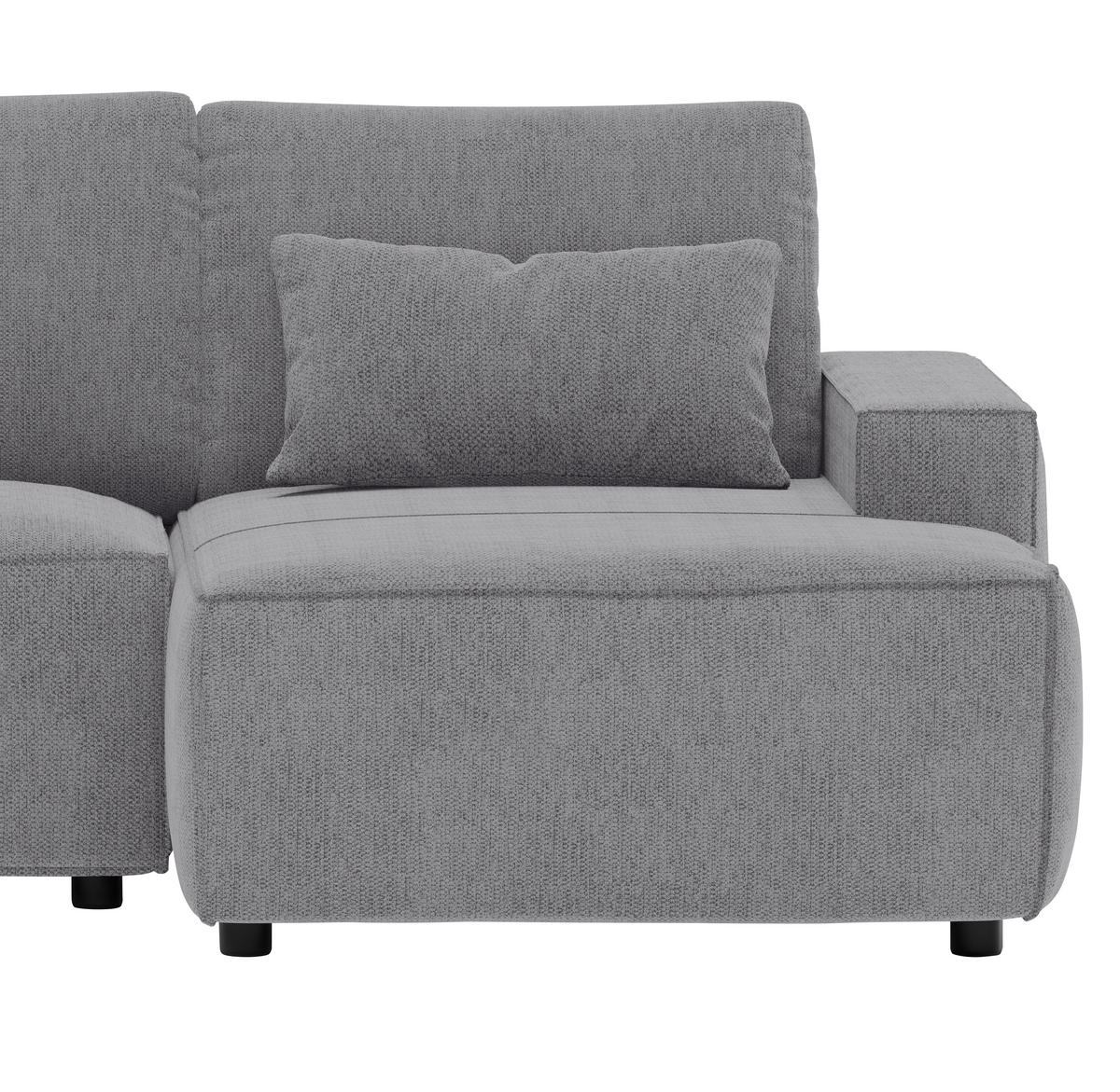 ECKSCHLAFSOFA  mit seitenverkehrt erhältlich, Rücken echt Chenille Graubraun  - Graubraun/Schwarz, MODERN, Kunststoff/Textil (247/154cm) - Livetastic