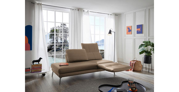 RÉCAMIERE in Echtleder Hellbraun - Chromfarben/Hellbraun, Design, Leder/Metall (209/85-109/95-16cm) - Dieter Knoll