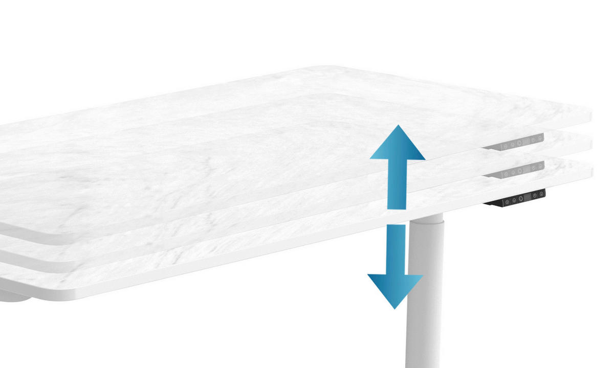 SCHREIBTISCH höhenverstellbar  - Weiß, MODERN, Holzwerkstoff/Metall (140/70/71 - 116cm) - MID.YOU