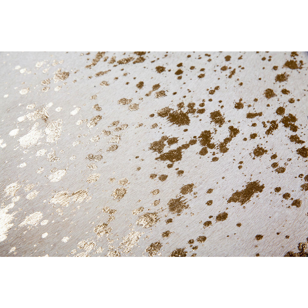 Thumbnail - Xxxl Flachwebeteppich Glam 110 Elfenbein / Gold, Creme, Gold, Leder, Rindleder, Animalprint, rechteckig, pflegeleicht, T...