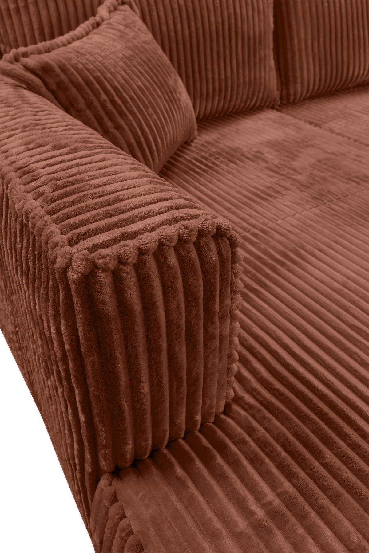 ECKSOFA in Cord Bronzefarben  - Schwarz/Bronzefarben, Modern, Holz/Textil (208/322cm) - MID.YOU
