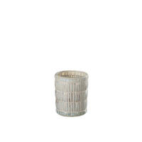 KERZENHALTER - Grau, Basics, Glas/Stein (10/10/12,5cm)