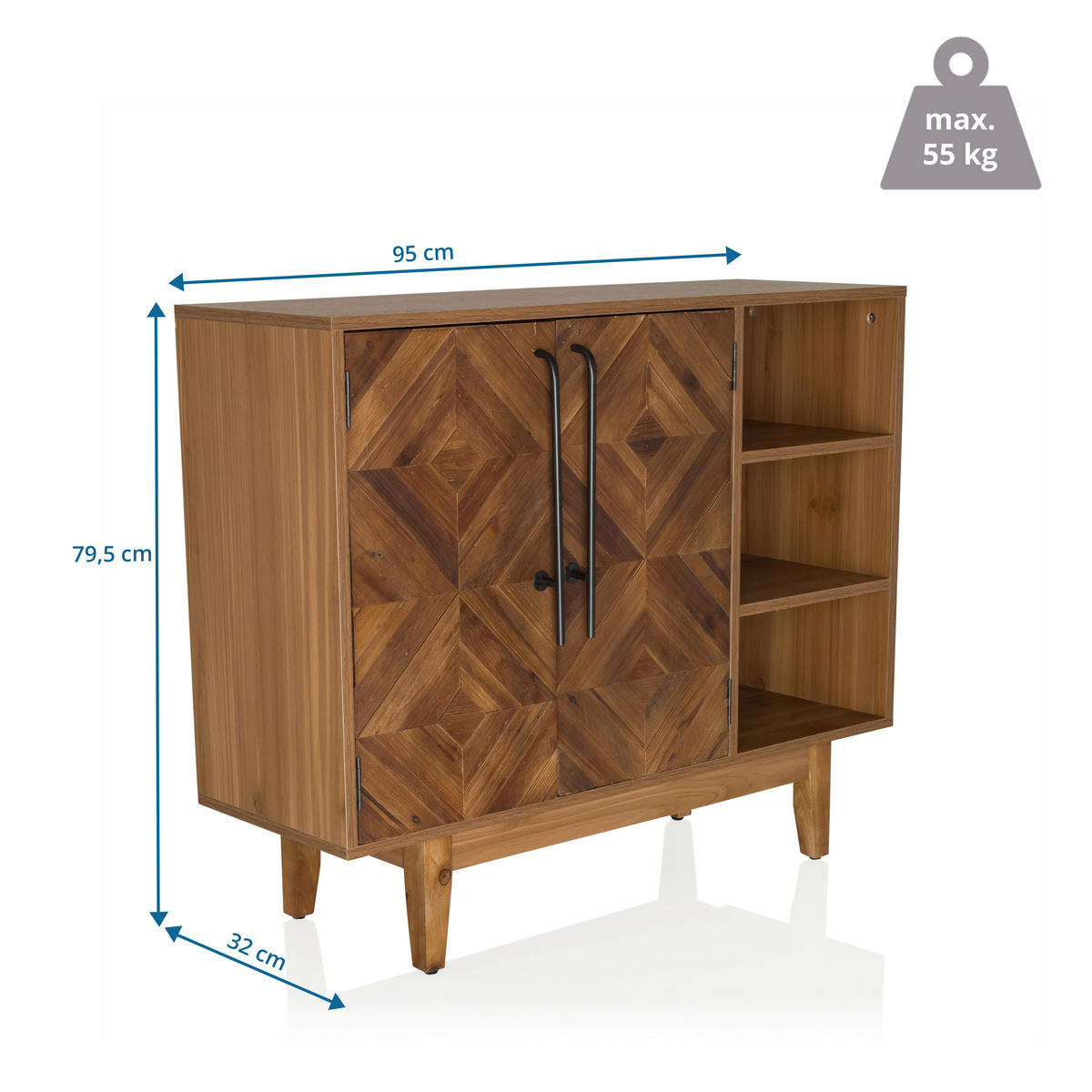 KOMMODE  in 95/79,5/32 cm  - Dunkelbraun/Schwarz, MODERN, Holz/Metall (95/79,5/32cm) - MID.YOU