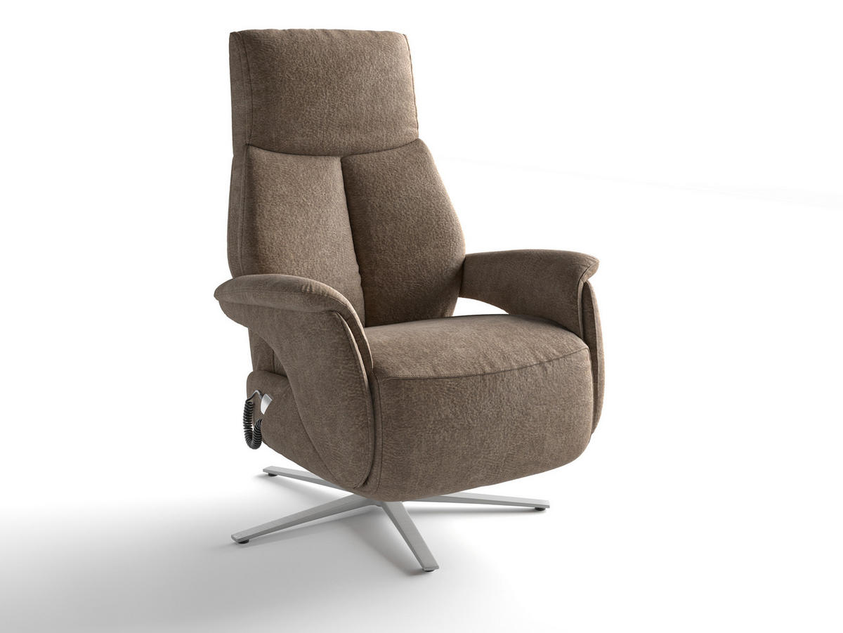 RELAXAČNÍ KŘESLO, textil, hnědá - barvy stříbra/hnědá, Basics, kov/textil (75/110/85cm) - Sit & More