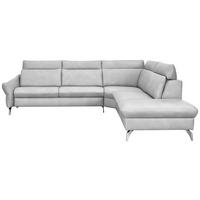 ECKSOFA in Echtleder Hellgrau  - Edelstahlfarben/Hellgrau, Konventionell, Leder/Metall (296/242cm) - Himolla Komfortklass