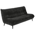 3-SITZER-SOFA in Mikrofaser Schwarz  - Schwarz, KONVENTIONELL, Textil/Metall (230/100/101cm) - Hom`in