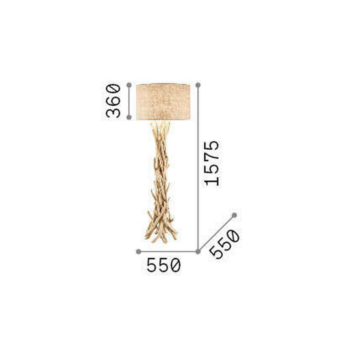 STEHLEUCHTE 55/157,5 cm   - Ecru/Naturfarben, Natur, Holz/Kunststoff (55/157,5cm) - Ideal Lux
