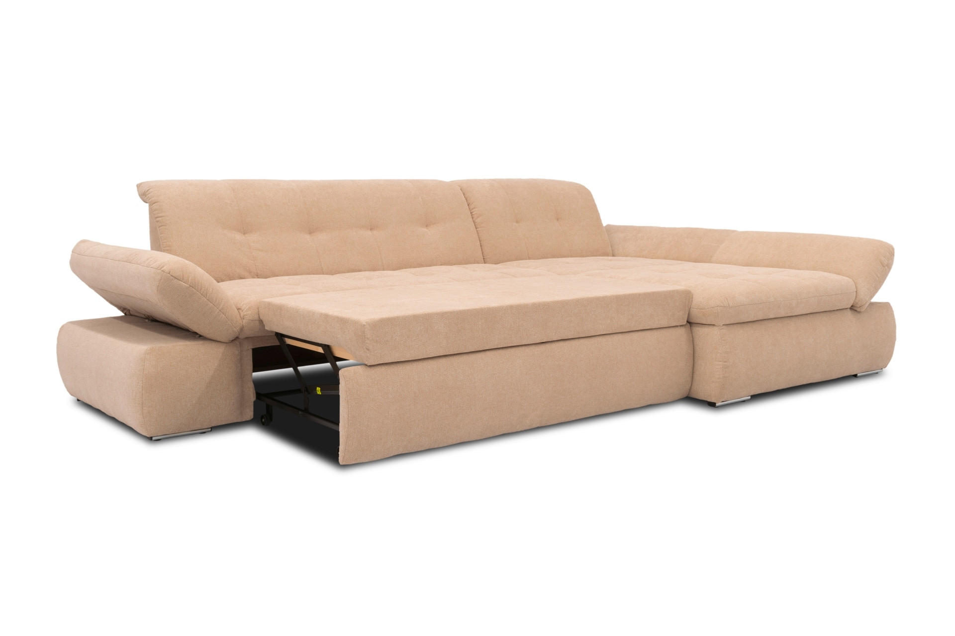 ECKSOFA Beige Mikrofaser  - Chromfarben/Beige, KONVENTIONELL, Textil/Metall (300/172cm) - MID.YOU