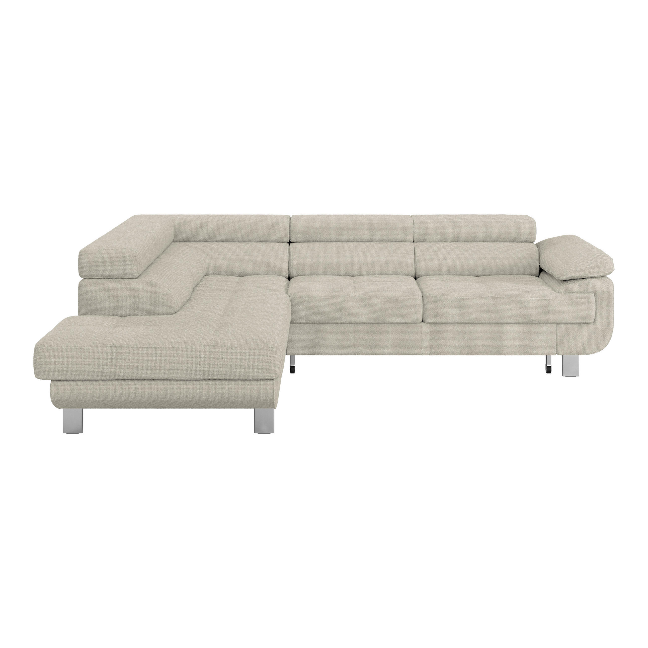 ECKSOFA Greige Drell  - Greige, MODERN, Textil/Metall (230/270cm) - MID.YOU