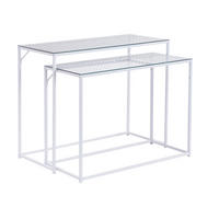 BEISTELLTISCHSET in Glas 100/40/77 cm  - Weiß, Design, Glas/Metall (100/40/77cm) - MID.YOU
