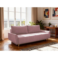 SCHLAFSOFA DUO Mikrofaser Rosa  inkl. Rückenkissen, Bettkasten, Schlaffunktion, Rücken echt  - Naturfarben/Rosa, Design, Textil (218/90/110cm) - P & B