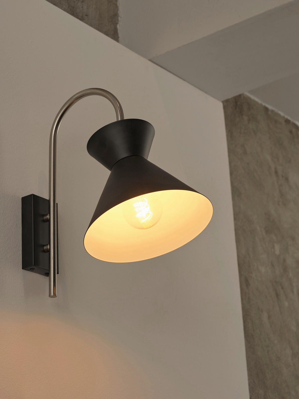 WANDLEUCHTE 20/27,5/34 cm   - Schwarz, Basics, Metall (20/27,5/34cm) - Osram