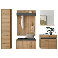 GARDEROBE 6-teilig  in 260/200/40 cm  - Eichefarben/Anthrazit, Design, Holzwerkstoff/Textil (260/200/40cm) - Modante