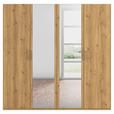 DREHTÜRENSCHRANK 201/197/60 cm 4-türig Eichefarben  - Eichefarben/Silberfarben, Design, Glas/Holzwerkstoff (201/197/60cm) - Novel