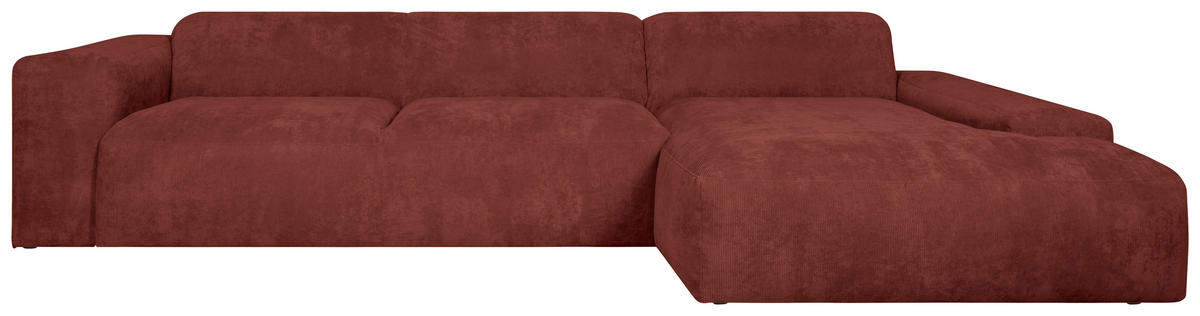 ECKSOFA HANNAH Rot Cord  - Rot/Schwarz, Design, Kunststoff/Textil (343/170cm) - MID.YOU
