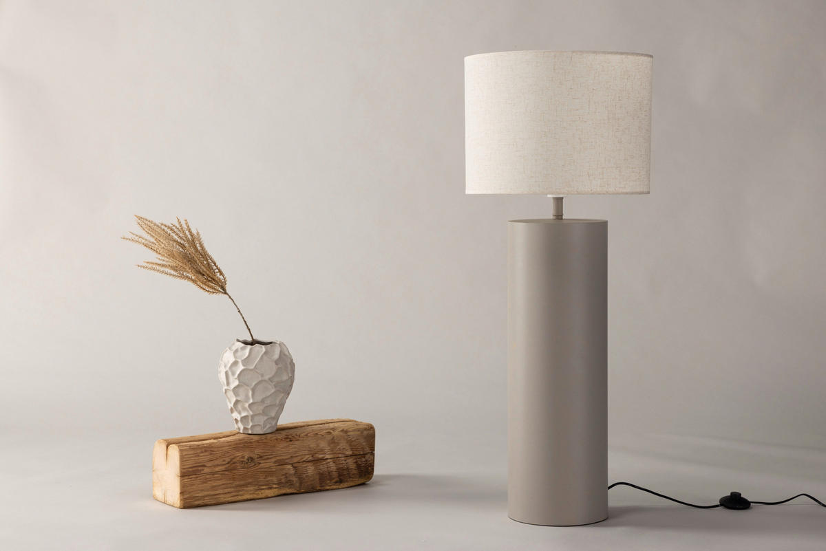 GOLVLAMPA  40/100/40 cm   - grå, Basics, textil (40/100/40cm) - P & B