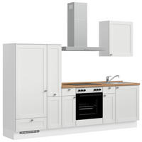 KÜCHENBLOCK Frame 270 cm  in Weiß, Eichefarben  - Edelstahlfarben/Eichefarben, MODERN, Holzwerkstoff/Metall (270cm) - Nobilia