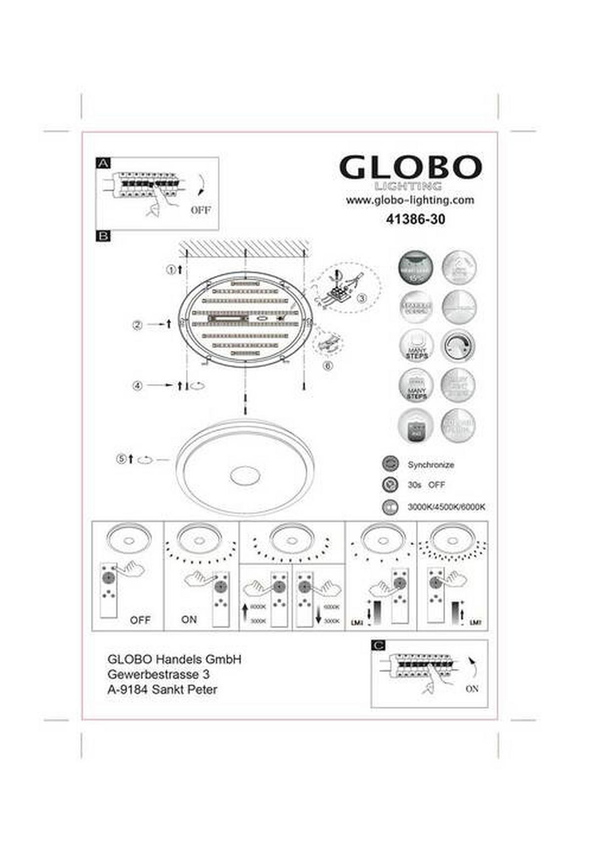 STROPNA LED-SVETILKA   //2700-6500 K/230 V/ - bela/opal, Basics, kovina/umetna masa (68/10cm) - Globo