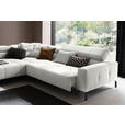 ECKSOFA Weiß Cord Rücken echt, Kopfteilverstellung, Sitzvorzug  - Schwarz/Weiß, KONVENTIONELL, Textil/Metall (219/311cm) - Hom`in